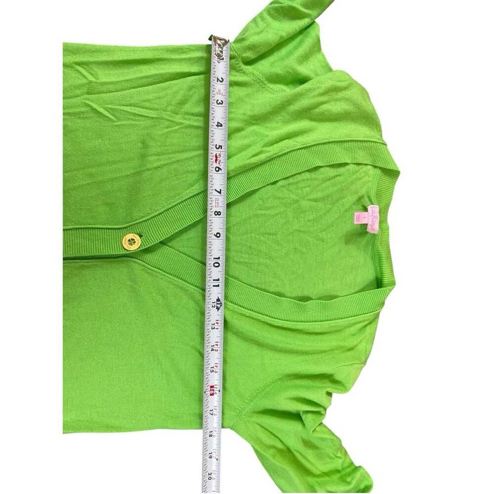 Lilly Pulitzer Cardigan Womens L Green V-Neck Button Front Lightweight Preppy - Picture 7 of 12